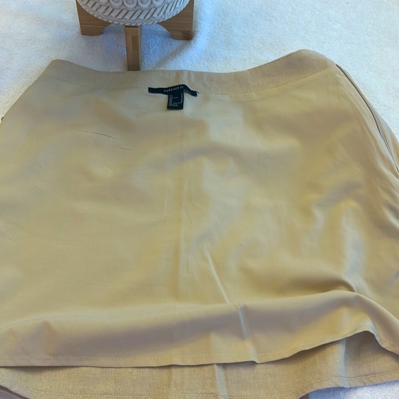 Forever 21 Tan Brown Beige Faux Mini Wrap Linen Skirt sz M EUC Sexy Simple - Picture 12 of 16